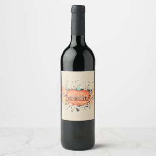 Waterverf Pumpkin Friendsgiving Wine Labels Wijn Etiket