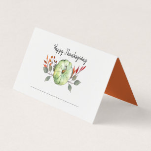 Waterverf Pumpkin groene Thanksgiving Kaart
