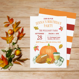 Waterverf Pumpkin Latte en Football Party Kaart