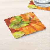 Waterverf Pumpkin Patch Square Paper Onderzetter (Gebogen)