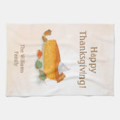 Waterverf Pumpkin Pie Happy Thanksgiving Theedoek (Horizontaal)