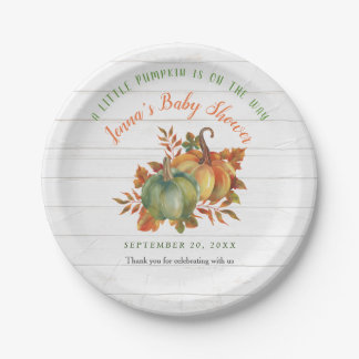 Waterverf Pumpkin Rustic Wood | BABY SHOWER Papieren Bordje