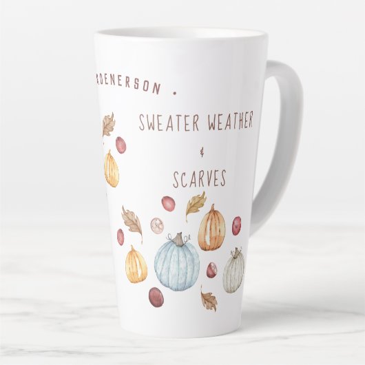 Waterverf Pumpkin Spice Cute Custom Latte Mok (Rechterhoek)