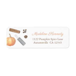 Waterverf Pumpkin Spice Recipe Return Address Etiket