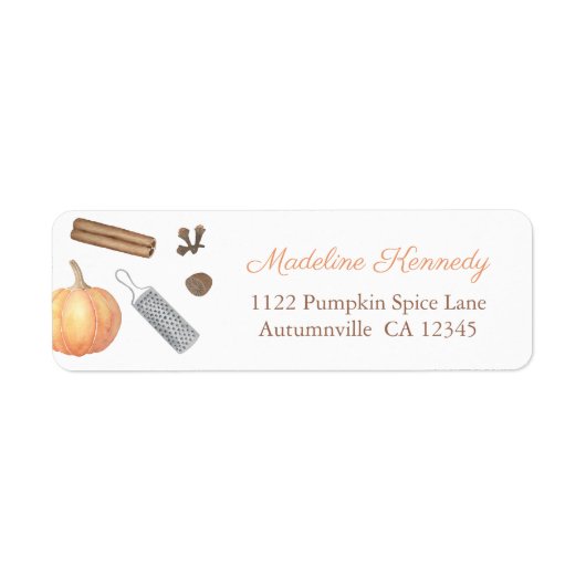 Waterverf Pumpkin Spice Recipe Return Address Etiket (Voorkant)