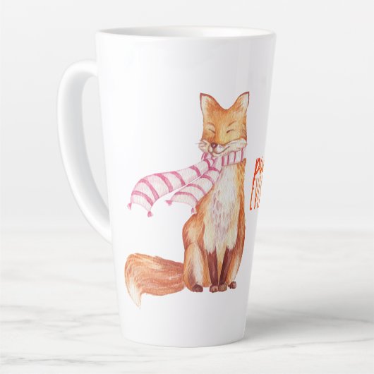 Waterverf Pumpkin Spice Sitting Fox Latte Mok (Linkerhoek)