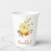 Waterverf Pumpkin Thankful Thanksgiving Papieren Bekers (Voorkant)