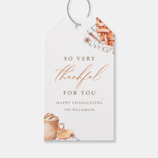 Waterverf Pumpkin Thanksgiving Dinner Cadeaulabel (Voorkant)