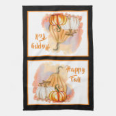 Waterverf Pumpkin Trio Happy Herfst Theedoek (Verticaal)