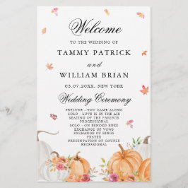 Waterverf Pumpkin Wedding Ceremony Programme