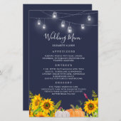 Waterverf Pumpkin-zonnebloemen Rustic Wedding Menu (Voorkant / Achterkant)