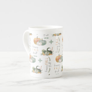 WATERVERF PUMPKINES EN GOEDEREN PORSELEIN KOP