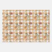 Waterverf Pumpkins op Gingham Inpakpapier Vel (Voorkant)