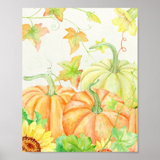 Waterverf Pumpkins Poster (Voorkant)