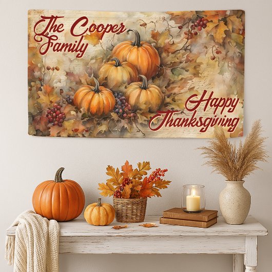 Waterverf Pumpkins verlaat de Thanksgiving Spandoek