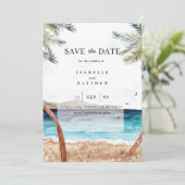 Waterverf Punta Cana Tropical Beach Save The Date Kaart (Staand voorkant)