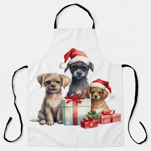 Waterverf puppy met geschenken schort (Voorkant)