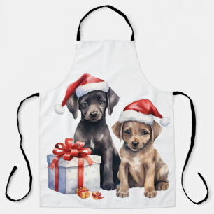 Waterverf puppy met geschenken schort