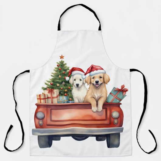 Waterverf puppy met geschenken schort (Voorkant)