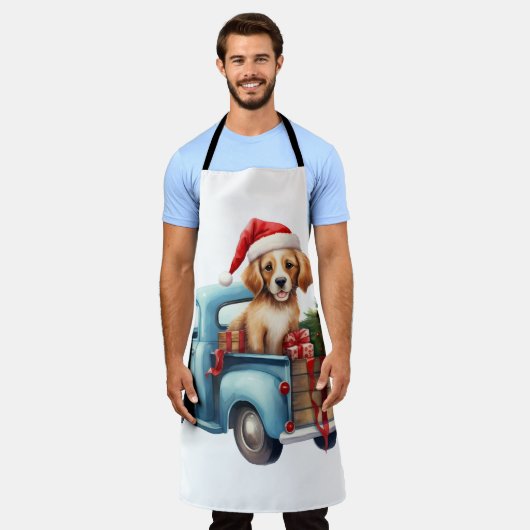 Waterverf puppy met geschenken schort (Gedragen)