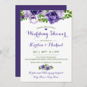 Waterverf Purp Floral | Uitnodiging voor weduwensc (Voorkant / Achterkant)