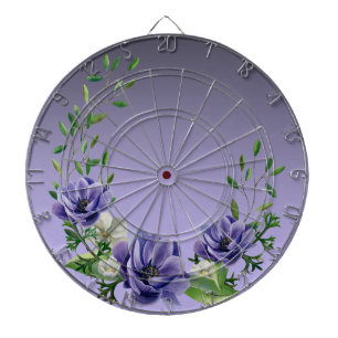 Waterverf Purple Flowers Dartboard Dartbord