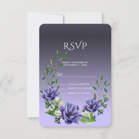 Waterverf Purple Flowers RSVP-kaart RSVP Kaartje (Voorkant)