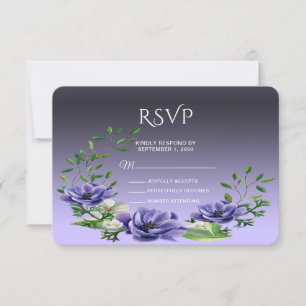 Waterverf Purple Flowers RSVP-kaart RSVP Kaartje