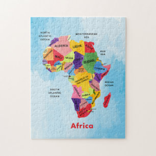 Waterverf puzzel voor Afrikaanse kaart