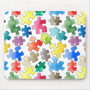 Waterverf puzzelstukjes muismat
