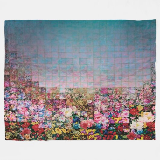 waterverf quilt blauwgroen vervagen fleece deken (Voorkant (Horizontaal))