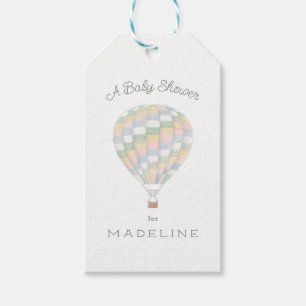waterverf quilt heteluchtballon Baby shower Cadeaulabel