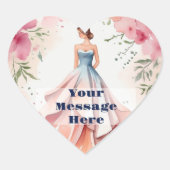 Waterverf Quinceanera Viering Hart Sticker (Voorkant)