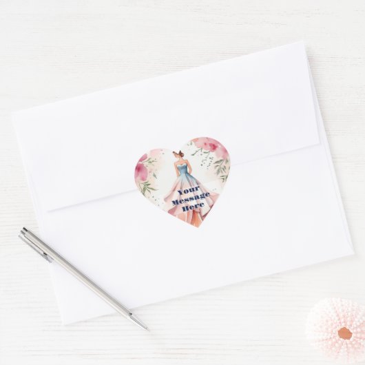 Waterverf Quinceanera Viering Hart Sticker (Envelop)