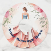 Waterverf Quinceanera Viering Wijnglaslabel (Achterkant)