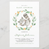 Waterverf Raccoon Greenery Baby shower (Voorkant)