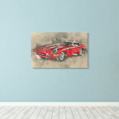 Waterverf  Race auto muurkunst canvas print (Insitu (Houten vloer))
