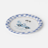 Waterverf raceauto 1e verjaardag papieren bordje (Gekanteld)