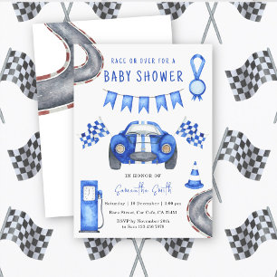 Waterverf Raceauto Baby Shower Kaart