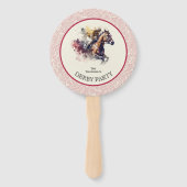 Waterverf Racehorse Derby Rood Handwaaier (Voorkant)