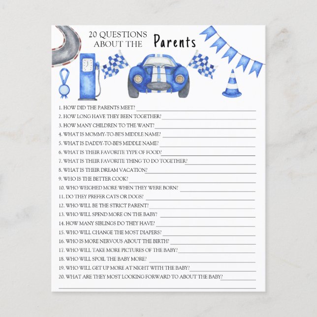 Waterverf Racing baby - spelletjes over de ouders (Voorkant)