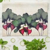 Waterverf radijs gepersonaliseerd monogram  theedoek (Gevouwen)