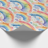 Waterverf Rainbogen en wolken Cadeaupapier (Hoek)