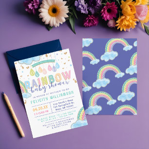 Waterverf Rainbow-Baby shower voor kleurrijke  Kaart
