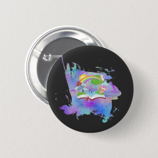 Waterverf Rainbow Book Button (Voorkant /achterkant)