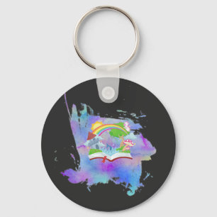 Waterverf Rainbow Book Button Sleutelhanger