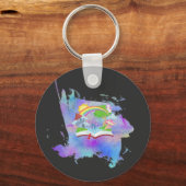 Waterverf Rainbow Book Button Sleutelhanger (Voorkant)