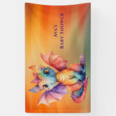 Waterverf Rainbow Dragon Baby shower Spandoek (Verticaal)