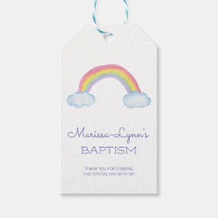Waterverf Rainbow en Clouds Baptism Christening Cadeaulabel