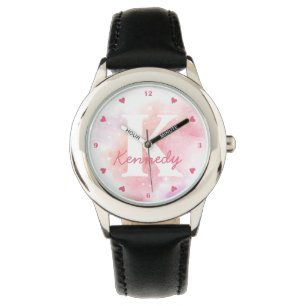 Waterverf Rainbow Galaxy Stars Pastel Pink Peach Horloge